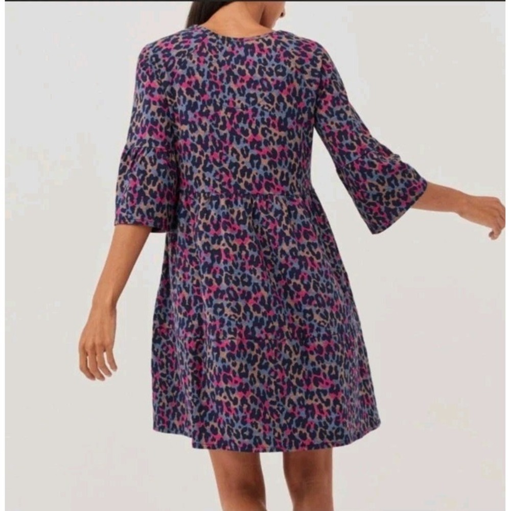 PACT Revive Flutter Sleeve Dress Small Leopard Print Organic Cotton Sustainable - Picture 4 of 16